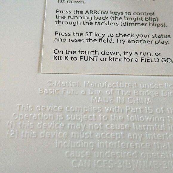 Mattel Basic Fun Classic, Retro Handheld Football Electronic Game, One Size Fits - Picture 7 of 8